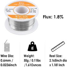 Load image into Gallery viewer, WYCTIN 60-40 Tin Lead Rosin Core Solder Wire for Electrical Soldering and DIY 0.0236 inches(0.6mm) 0.11lbs